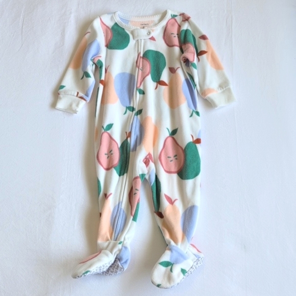 carter's pear fleece zipper footie sleeper pajamas 9 months baby girl - Picture 1 of 5